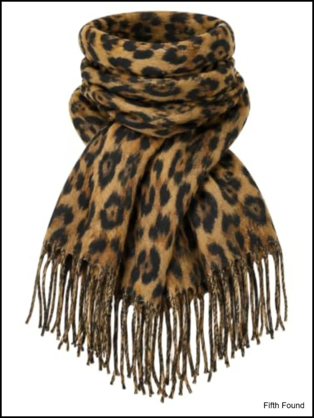 Oversized Leopard Print Scarf Tassels Polyester Shawl Wrap